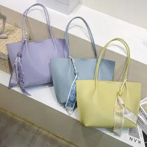 广州时尚简单百搭款十字纹大包托特包子母包真皮女包