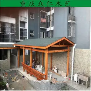 南川樟子松传统结构长廊 碳化木烟雨长廊 景区实木彩绘长廊设计 众仁木艺