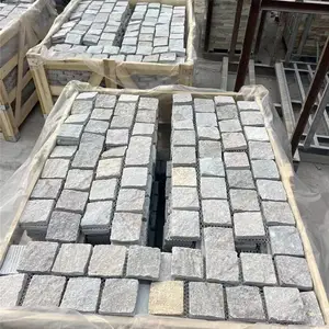 民宿户外 灰色文化石马赛克墙贴 深灰色石板路 青灰色背景墙碎拼石