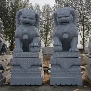 青石狮子批发-青石大狮子四米五高定制厂家
