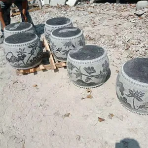寺庙柱子包边石 别墅庭院长廊圆柱石鼓墩子 四合院柱顶石门墩石柱墩