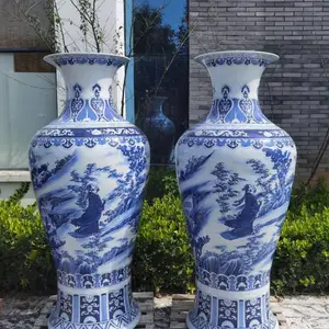 酒店开业大厅摆件陶瓷大花瓶 周年开业庆典花瓶 青花手绘落地大花瓶