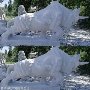 供应石雕牦牛大理石黄牛花岗岩犀牛雕塑 酒店宾馆石头生肖牛雕刻