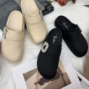 妙丽女鞋 半托 方钻水钻 牛皮***羊皮 磨砂 质感*** 百丽女鞋