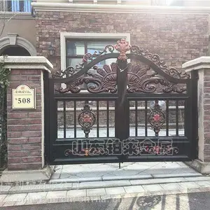 供应铝艺庭院门别墅铝艺大门平开自动欧式原生铝门
