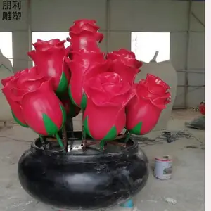 学校牡丹花雕塑摆件-灯光原理-江西体育牡丹花雕塑生产商