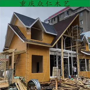 黔江防腐木现代木别墅 防腐木景观木屋 景区度假木屋设计安装众仁木艺