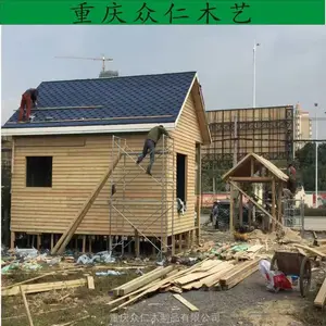 铜仁防腐木别墅保安亭 木制小区门卫室 防腐木岗亭施工安装在人木艺