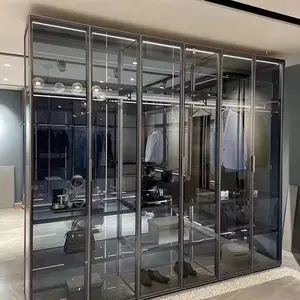 广东创万嘉专业定制轻奢极简玻璃门 铝合金衣柜橱柜门板