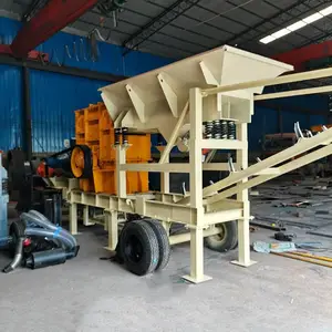 丽江轮胎式移动破碎站 大型铝铁矿石粉碎机 锤式石头制砂打砂机