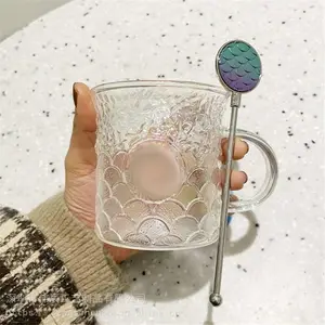 星爸爸杯子2021 新品周年美人鱼幻彩鱼鳞 款玻璃杯马克杯 桌面喝水杯