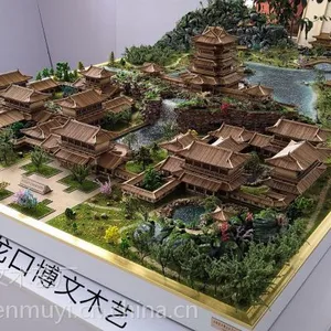 博物馆木质纯手工榫卯 结构沙盘模型园林场景模型复制定制定做
