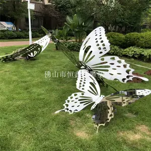 广州售楼部小区草坪入口主题镜面不锈钢蝴蝶雕塑厂家报价