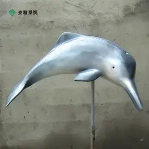 仿真海豚玻璃钢摆件户外海洋动物雕塑园林景观别墅喷泉房地产装饰