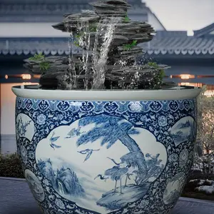 销售装饰摆设大缸 陶瓷养金鱼缸碗睡莲花盆 景德镇制作大缸工厂