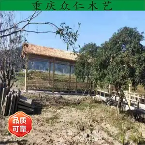 公园实木长廊 防腐木传统木结构长廊设计 众仁木艺