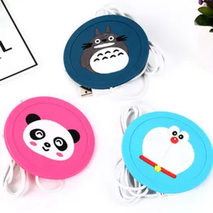 创意卡通动物硅胶杯垫 桌面USB插口发热保温杯垫，创意小礼品