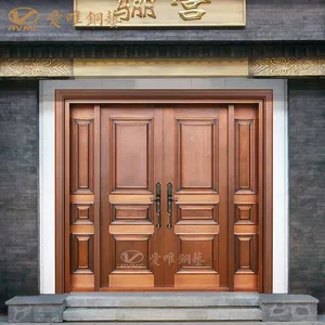 厂家直销入户铜门 新中式古典风格庭院大门 私人订制紫铜双开铜门