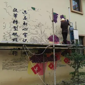深圳弘彩3D墙体打印机高清背景墙彩绘机户外广告墙体喷绘机