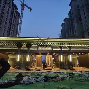 售楼部不锈钢整装景观大门 门楼屋檐椽子金属构件工厂