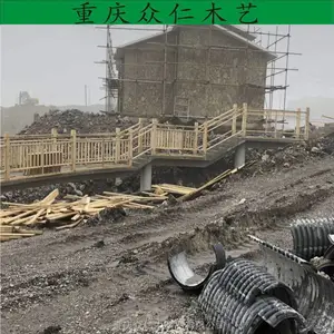 资中景区防腐木廊架 实木平台栏杆 菠萝格栅栏施工安装 众仁木艺