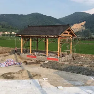 古建连廊价格 景区长廊凉亭建造 现场施工古建四角亭 双层八角亭