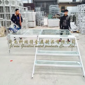 铝合金桁架舞台灯光架玻璃面舞台板婚庆快装钢铁雷亚折叠活动舞台山东济南厂家