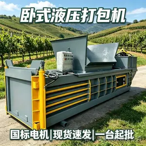 耐磨钢板液压打包机 矿泉水瓶卧式打捆机 快递包装纸压块机