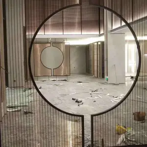 乾卓厂家直销 酒店屏风不锈钢金属花样网格 金属装饰筛网 古铜色金属横杆网帘