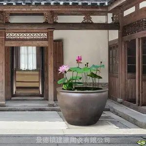 陶瓷大缸定做厂家 口径直径一米大水缸 放花园院子里陶瓷养鱼缸批发
