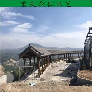 芬兰木景区实木彩绘长廊 樟子松仿古廊桥设计安装 众仁木艺