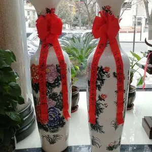 西安黄瓷大花瓶 开业陶瓷大花瓶摆件,前程似锦大花瓶