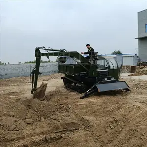 农用橡胶履带随车挖 多功能挖运一体履带车 加长挖臂