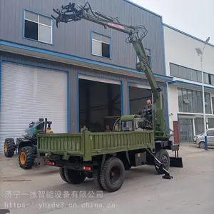 随车折臂旋转抓草抓甘蔗机 小型工程随车抓木机 四不像随车挖带抓木机