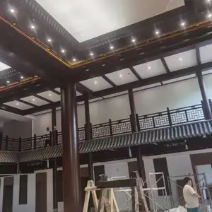 新中式橡胶木栏杆_中式花格栏杆_平台栏杆斜栏杆
