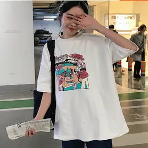 批发便宜T恤拿货库存女装短袖时尚纯棉T恤夏季工厂库存圆领印花T恤甩卖