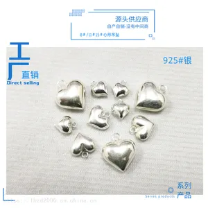 925#银心形爱心吊坠项链手链配件情侣情人节礼物银色热销脚链配件