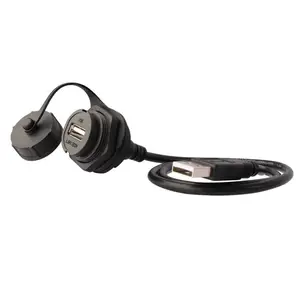 龙仕 防水盖USB连接器 带线设计灵活 工业机柜内设备连接更便捷