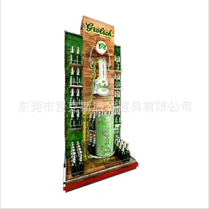 荷兰啤酒展示架 定制木板绿色啤酒瓶造型展示道具金属酒瓶陈列架