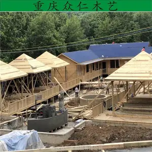 江津户外芬兰木仿古亭子 防腐木家用凉亭 实木彩绘凉亭定制 众仁木艺