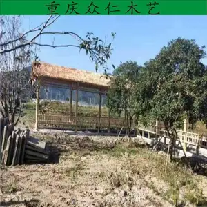 西充景区实木仿古长廊亭子 青筒瓦屋面长廊施工安装 众仁木艺