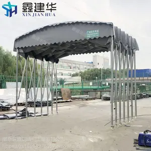 户外伸缩推拉蓬制作首先鑫建华大型雨棚布电动遮阳蓬