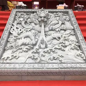 杰源九龙御道石材浮雕、单龙御道石材浮雕、寺院大殿台阶青石龙浮雕