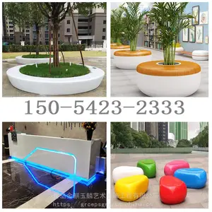 水磨石坐凳景观树池 水磨石异型坐凳 水磨石弧形坐凳 水磨石树池坐凳
