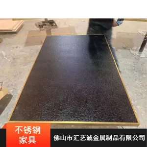 客厅抗磨损不锈钢家具_汇艺诚黑钛不锈钢餐桌价格