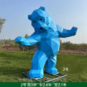 不锈钢几何动物雕塑定制镜面金属切面锻造抽象鹿象兔鼠牛虎马摆件