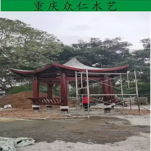 荣昌景观实木亭子 私家花园仿古凉亭 公园彩绘凉亭批发 众仁木艺