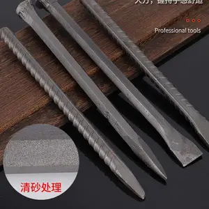 扁头六角高碳钢尖头大帽工地用錾子钢钎罗螺纹石工凿300 350可定制