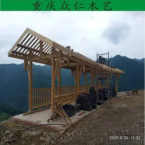 华蓥防腐木仿古长廊茅草长廊 邻水户外景区长廊小青瓦长廊施工安装 众仁木艺