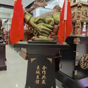 插旗帜西安握手开业喜庆大摆件工艺品 两件套装摆放